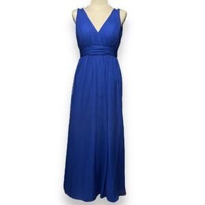 Bari Jay Crinkle Chiffon V-Neck with Beaded Shoulders Cobalt Blue 10